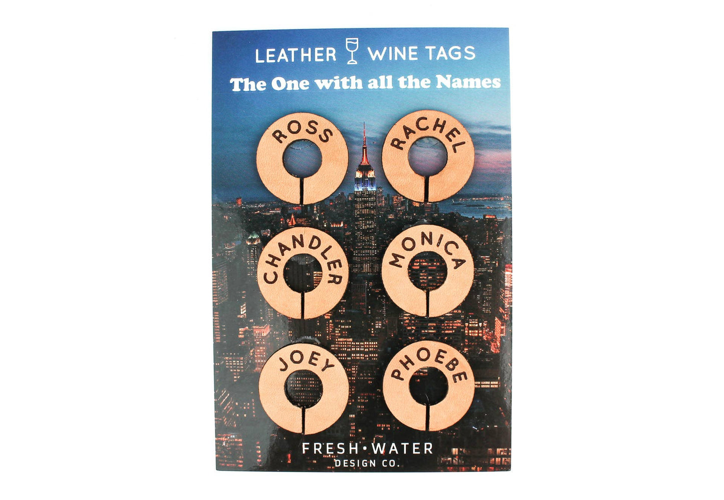 "Friends" Leather Wine Glass Tags- The One With All The Names