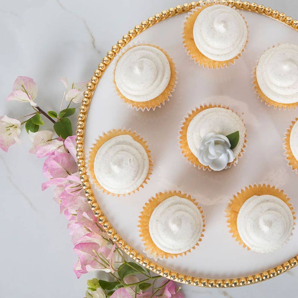 Cake Plate in White & Gold