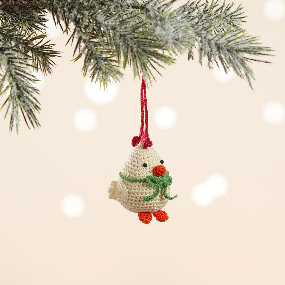 crocheted chicken ornament