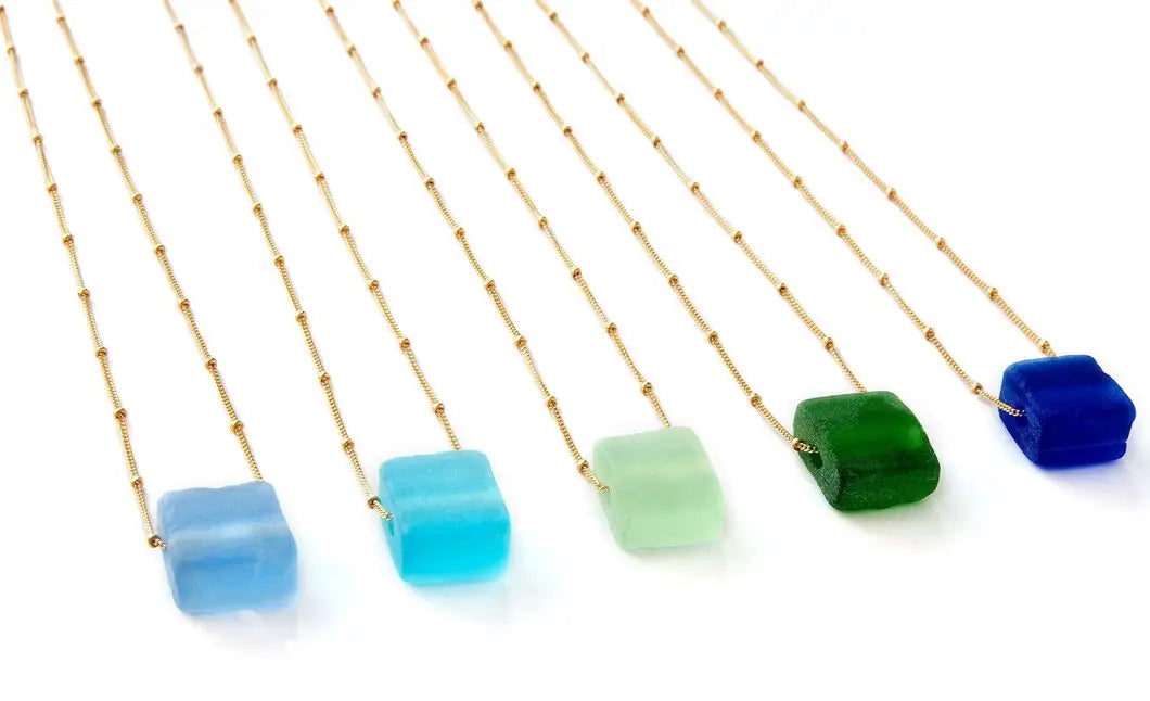 Sophisticated Glass Cube Necklace