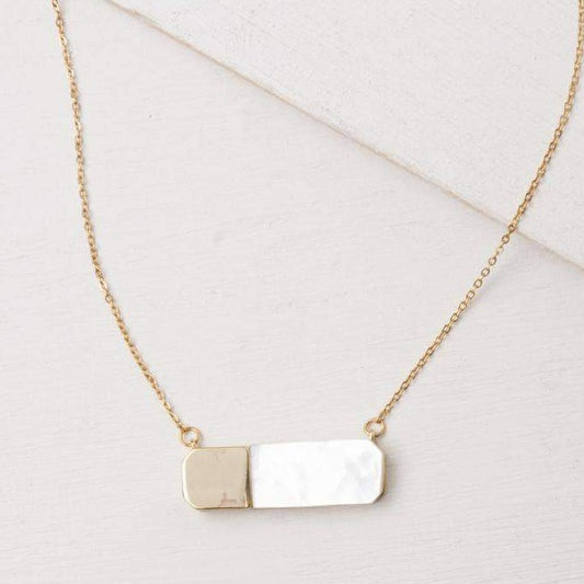 Courage bar necklace gold and mother of pearl