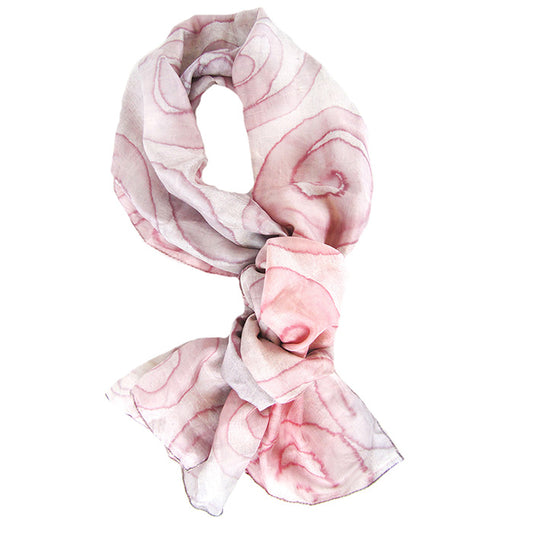 pink hand painted silk scarf